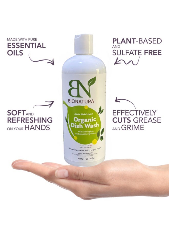 Bionatura Organic Dish Soap 750ml – Natural Plant-Based Dishwashing Liquid, Tough on Grease, Gentle on Hands, Non-Toxic, Eco-Friendly, Biodegradable Formula - Image 4